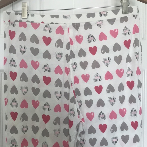 Elle Breast Cancer Awareness Hearts Pajama Pants Size M - Picture 7 of 9